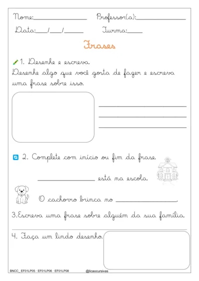 Produção de Frases e Textos em Letra Cursiva V2 - imagem 2