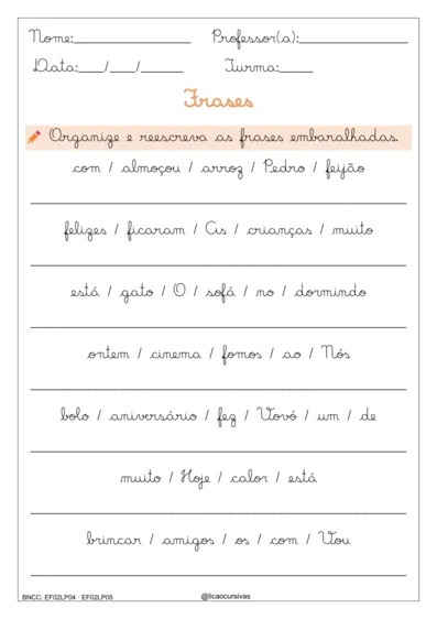 Produção de Frases e Textos em Letra Cursiva V2 - imagem 5