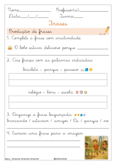 Produção de Frases e Textos em Letra Cursiva V2 - imagem 9