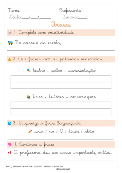 Produção de Frases e Textos em Letra Cursiva V2 - imagem 10