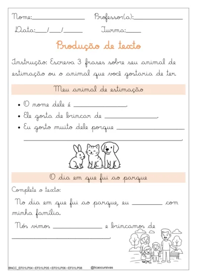 Produção de Frases e Textos em Letra Cursiva V2 - imagem 13