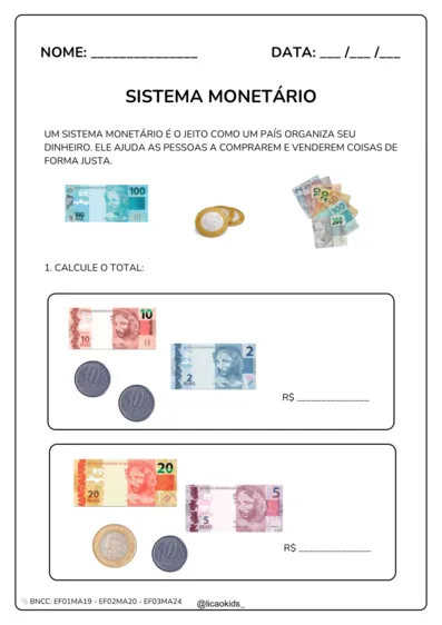 Sistema Monetário 1° ao 5° Ano - imagem 1